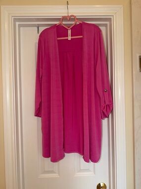 Womens Pink Open-Front Blouse Cardigan